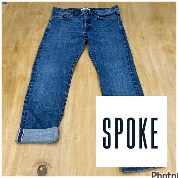 SPOKE Jeans Selvedge Denim‎ Build A (Narrow Tight) Slim Fit Mens 32x28 Stretch - Picture 1 of 14